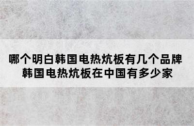 哪个明白韩国电热炕板有几个品牌 韩国电热炕板在中国有多少家